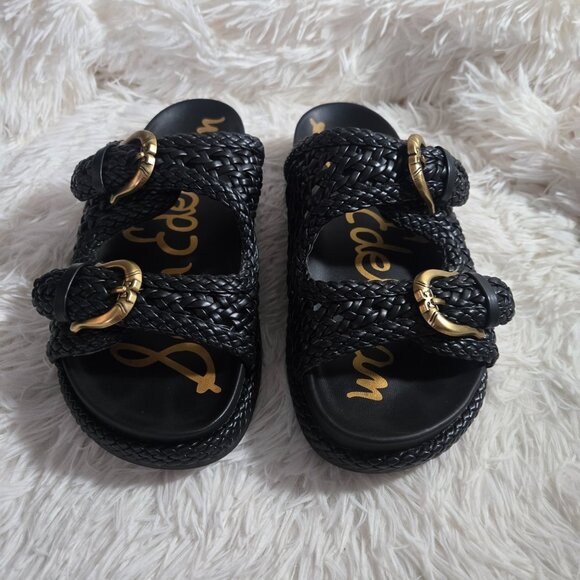 Sam Edelman Reid Woven Double Buckle Platform Sandals - Picture 3 of 9